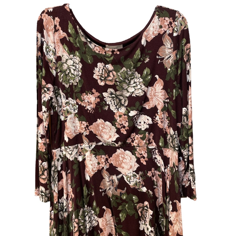 LOFT OUTLET UEC Womens size XL red floral 3/4 length sleeve white green burgundy